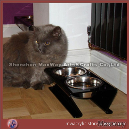 Black Acrylic Pet Cat Bowl Holder